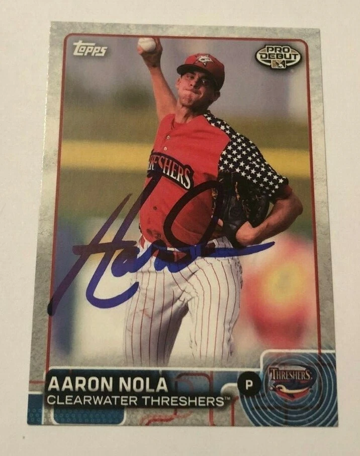 AARON NOLA SIGNED 2015 TOPPS PRO DEBUT PROSPECT ROOKIE CARD AUTO