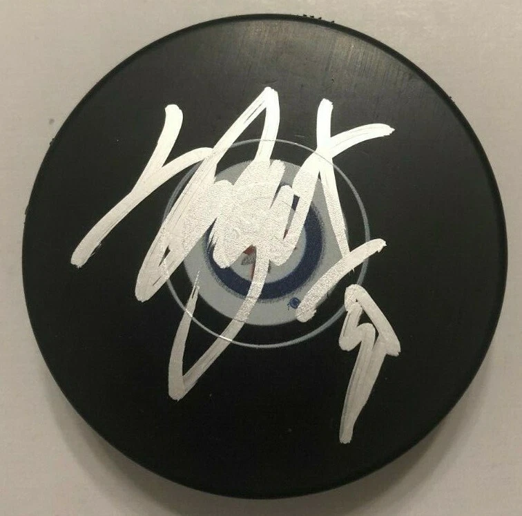 LAURENT BROSSOIT SIGNED WINNIPEG JETS HOCKEY PUCK W/ CASE COA