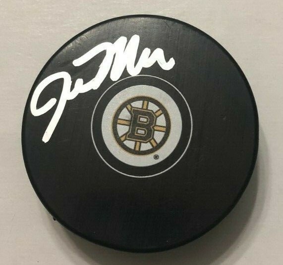 JOHN MOORE SIGNED BOSTON BRUINS HOCKEY PUCK W/ CASE COA