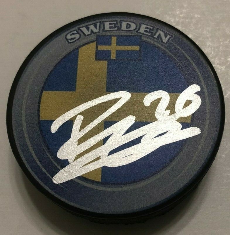 ERIK BRANNSTROM SIGNED SWEDEN HOCKEY PUCK W/ CASE OTTAWA SENATORS COA