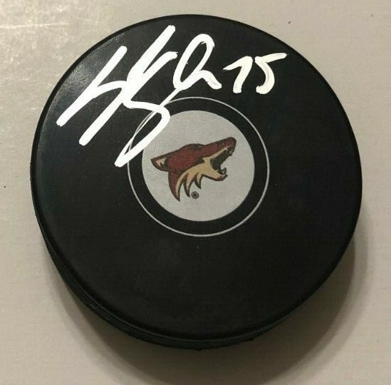 KYLE CAPOBIANCO SIGNED ARIZONA COYOTES HOCKEY PUCK W/ CASE COA