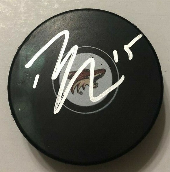 BRAD RICHARDSON SIGNED ARIZONA COYOTES HOCKEY PUCK W/ CASE COA