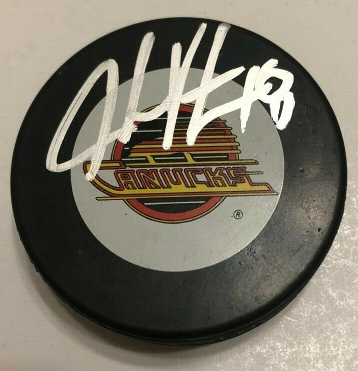 JAKE VIRTANEN SIGNED VANCOUVER CANUCKS HOCKEY PUCK W/ CASE COA