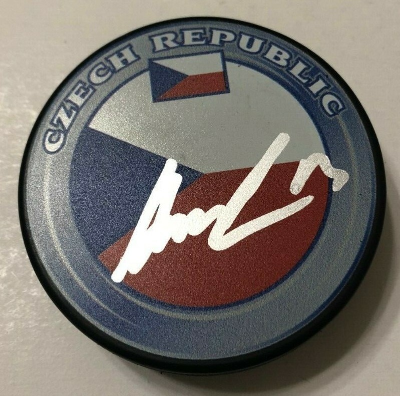 FILIP HRONEK SIGNED CZECH REPUBLIC HOCKEY PUCK W/ CASE DETROIT RED WINGS COA