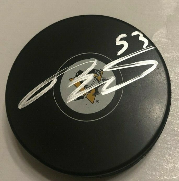 TEDDY BLUEGER SIGNED PITTSBURGH PENGUINS HOCKEY PUCK W/ CASE COA