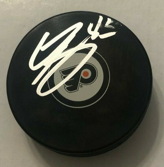 CONNOR BUNNAMAN SIGNED PHILADELPHIA FLYERS HOCKEY PUCK W/ CASE COA