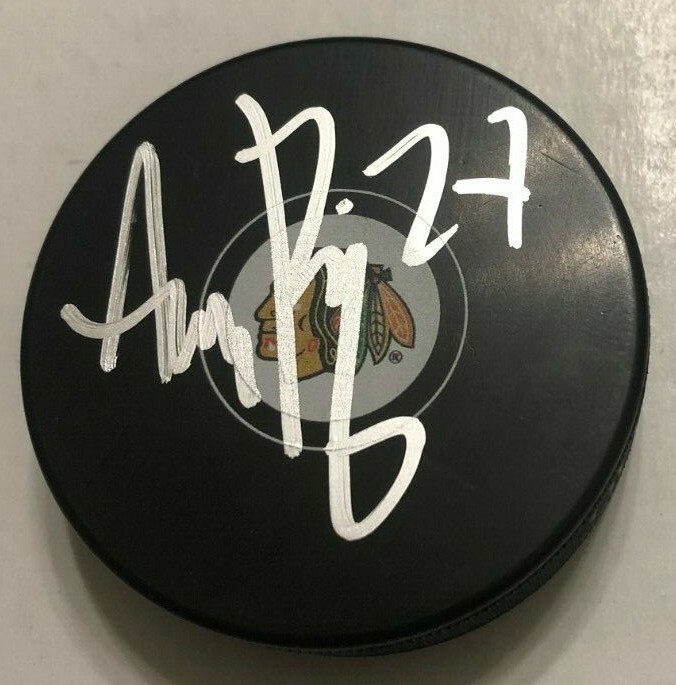 ADAM BOQVIST SIGNED CHICAGO BLACKHAWKS HOCKEY PUCK W/ CASE COA COLLECTIBLE MEMORABILIA