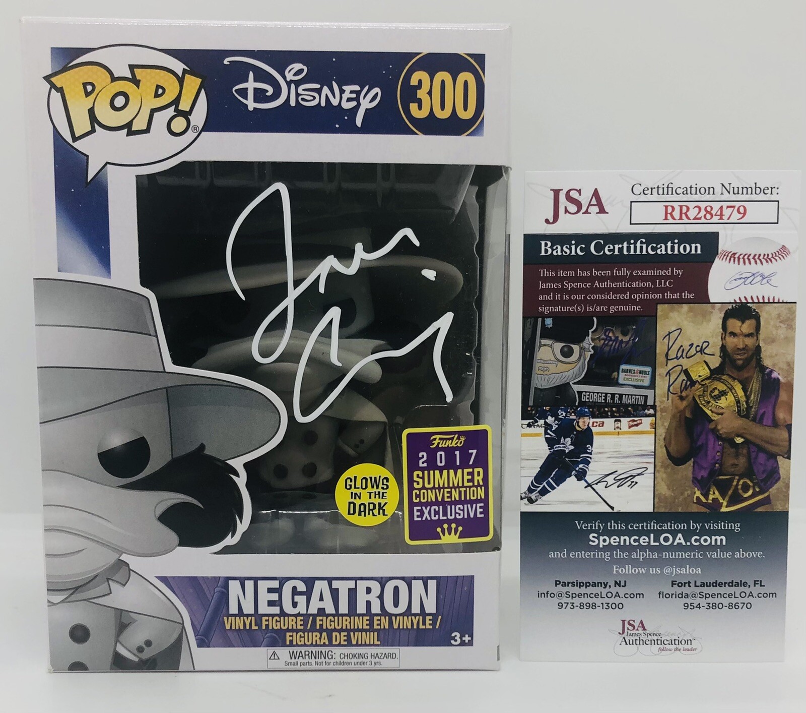 JIM CUMMINGS SIGNED NEGATRON POP FUNKO FIGURE DARKWING DUCK DISNEY PROOF JSA COA