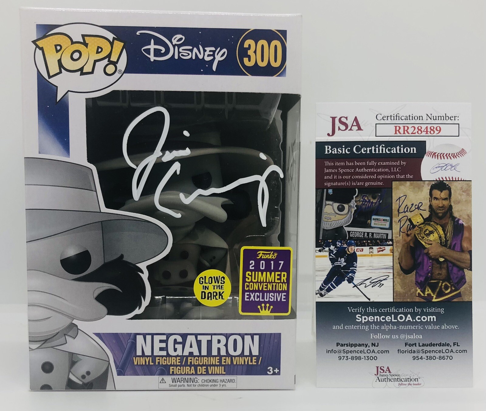 JIM CUMMINGS SIGNED NEGATRON POP FUNKO FIGURE DARKWING DUCK DISNEY PROOF JSA COA