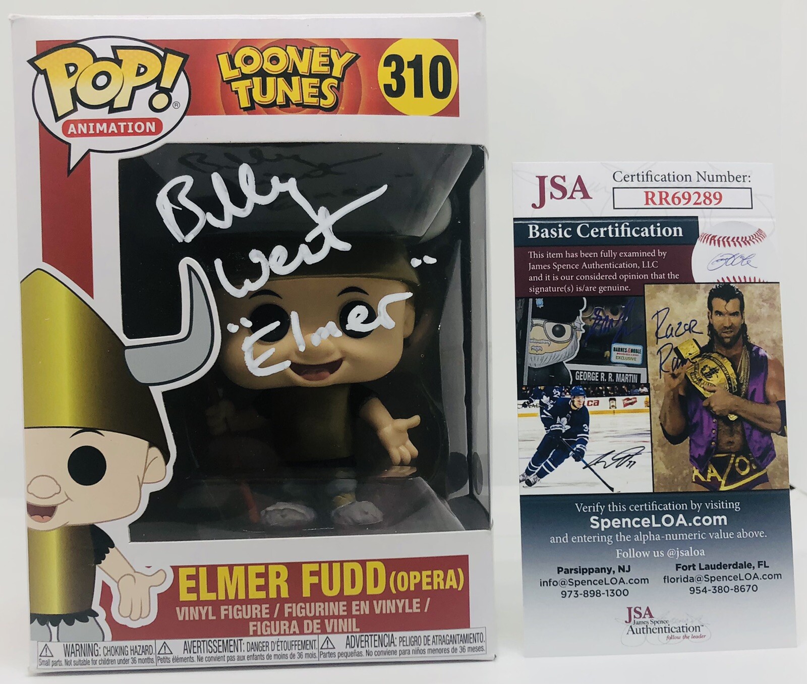 BILLY WEST SIGNED ELMER FUDD POP FUNKO FIGURE LOONEY TUNES PROOF JSA COA