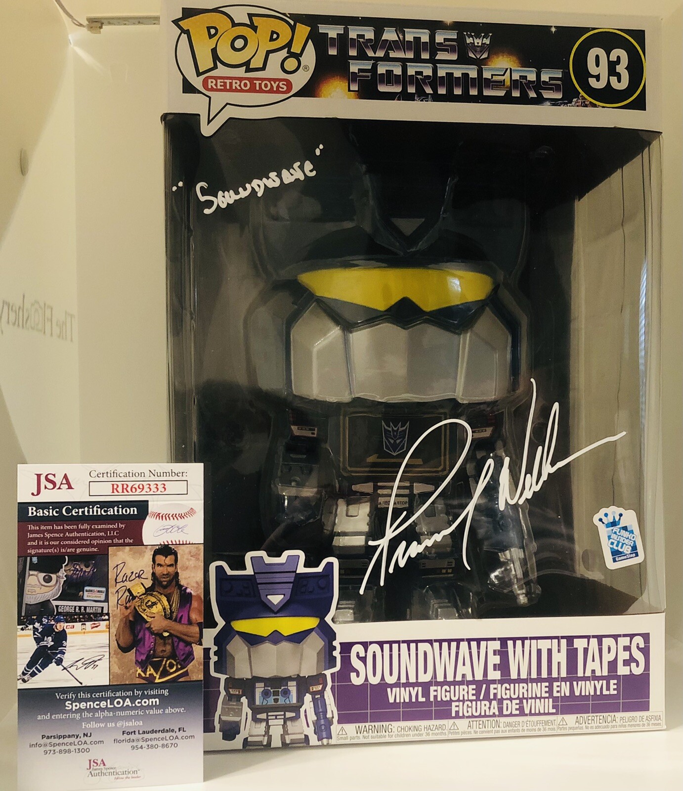 FRANK WELKER SIGNED SOUNDWAVE WITH TAPES POP FUNKO 10 IN FIGURE TRANSFORMERS JSA