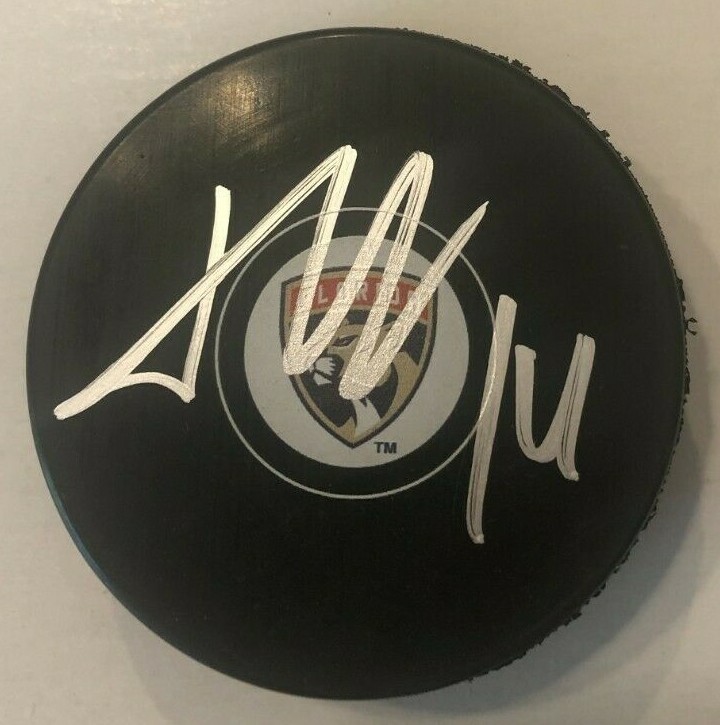 GRIGORI DENISENKO SIGNED FLORIDA PANTHERS HOCKEY PUCK W/ CASE COA
