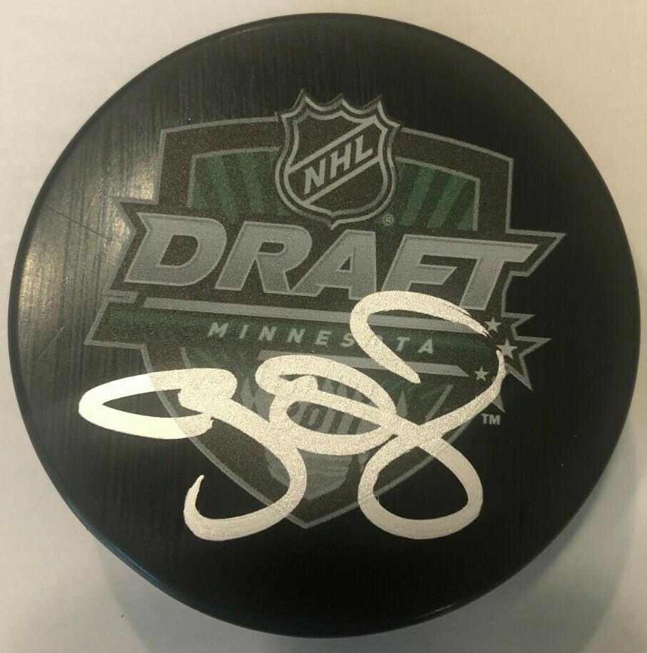 RYAN DZINGEL SIGNED 2011 NHL DRAFT HOCKEY PUCK W/ CASE SENATORS COYOTES COA