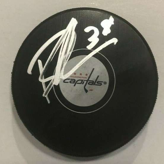 DENNIS CHOLOWSKI SIGNED WASHINGTON CAPITALS HOCKEY PUCK W/ CASE COA