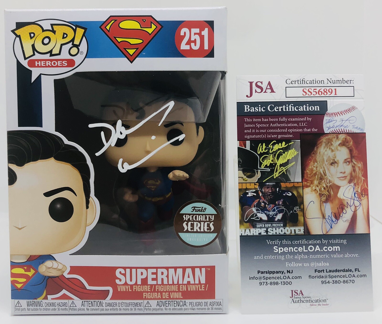 DEAN CAIN SIGNED SUPERMAN POP FUNKO FIGURE DC HEROES LOIS & CLARK PROOF JSA COA