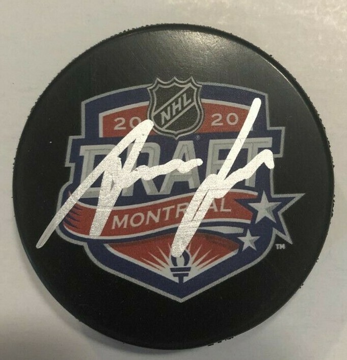 ANTON LUNDELL SIGNED 2020 NHL DRAFT HOCKEY PUCK W/ CASE FLORIDA PANTHERS COA