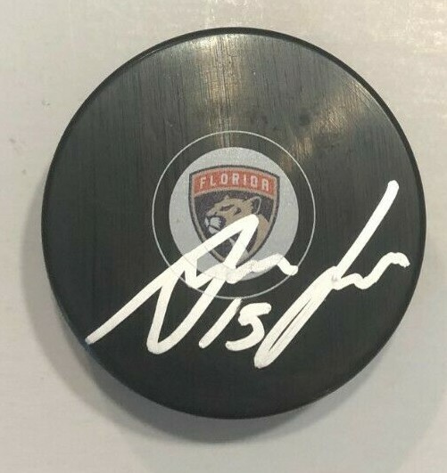 ANTON LUNDELL SIGNED FLORIDA PANTHERS HOCKEY PUCK W/ CASE COA