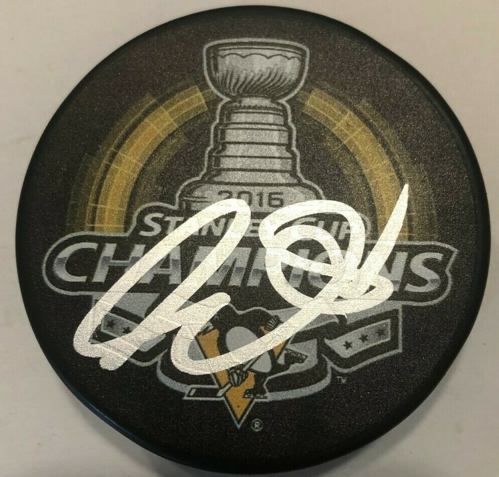 IAN COLE SIGNED 2016 STANLEY CUP HOCKEY PUCK W/ CASE PITTSBURGH PENGUINS COA