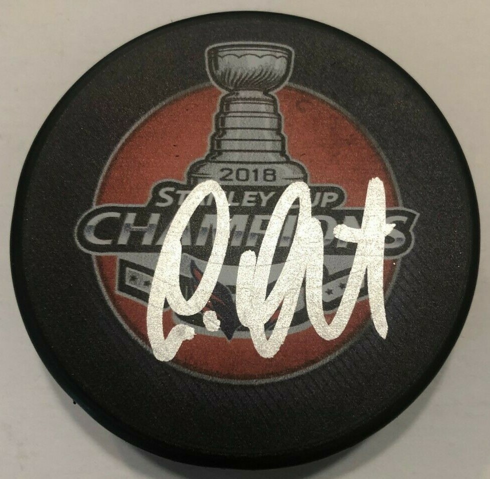 LANE LAMBERT SIGNED 2018 STANLEY CUP HOCKEY PUCK W/ CASE WASHINGTON CAPITALS COA