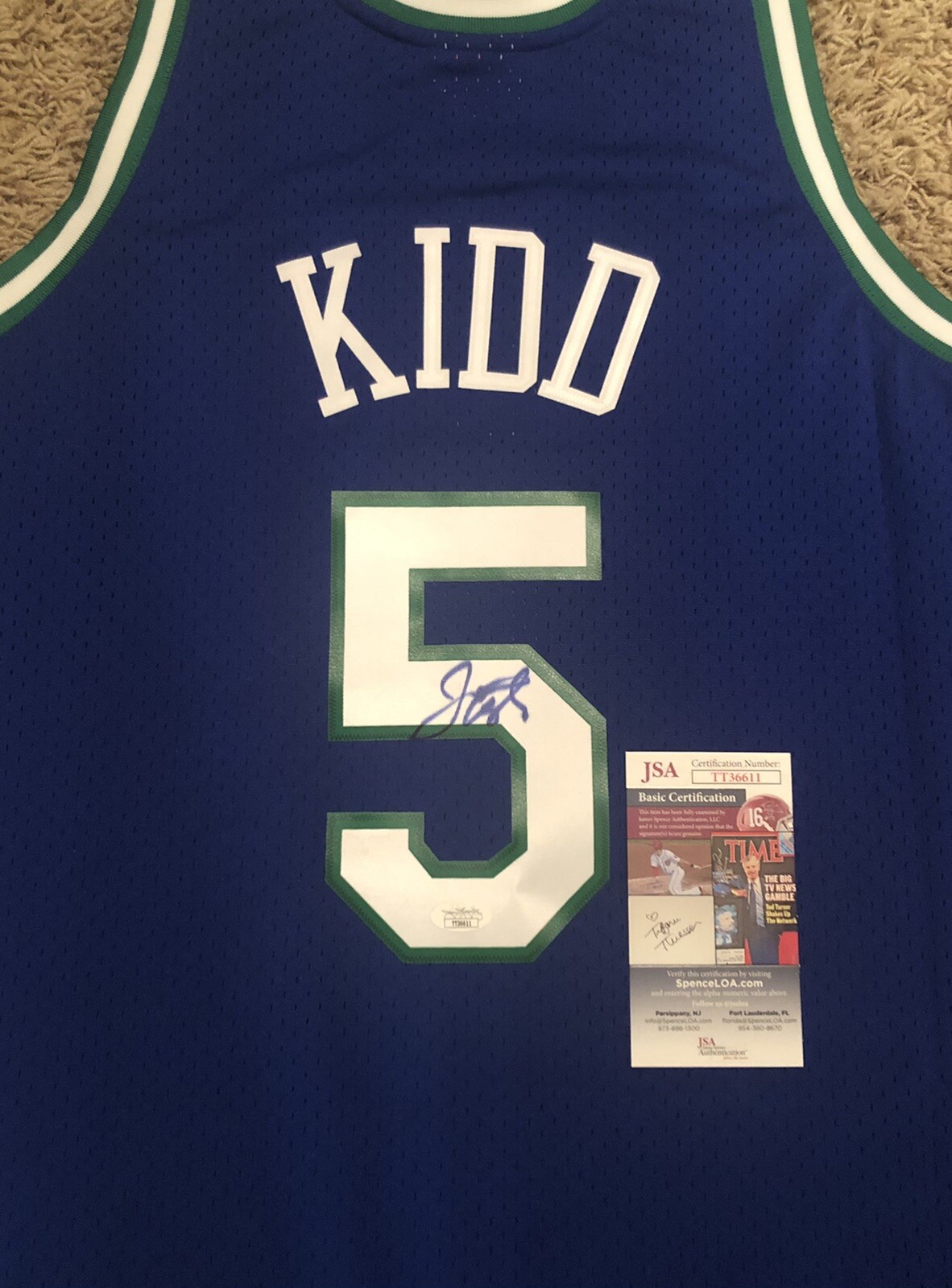 JASON KIDD SIGNED DALLAS MAVERICKS NBA BASKETBALL HWC M&N 94-95 JERSEY JSA COA