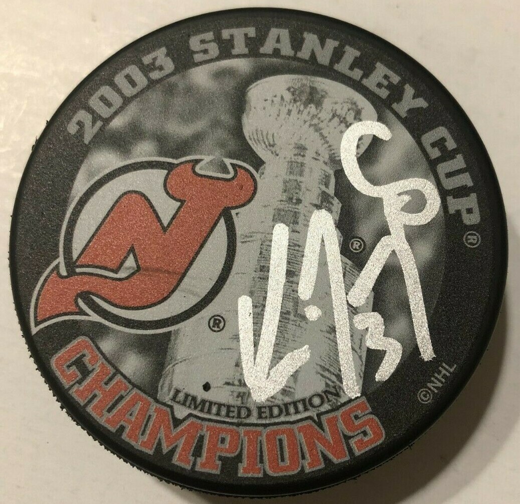 KEN DANEYKO SIGNED 2003 STANLEY CUP PUCK W/ CASE NEW JERSEY DEVILS COA