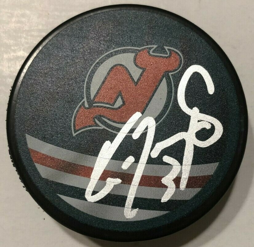 KEN DANEYKO SIGNED NEW JERSEY DEVILS REVERSE RETRO HOCKEY PUCK W/ CASE COA