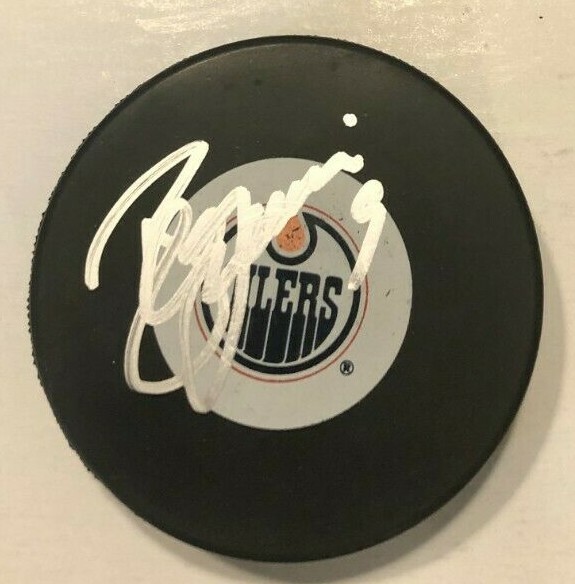 BILL GUERIN SIGNED EDMONTON OILERS HOCKEY PUCK W/ CASE COA