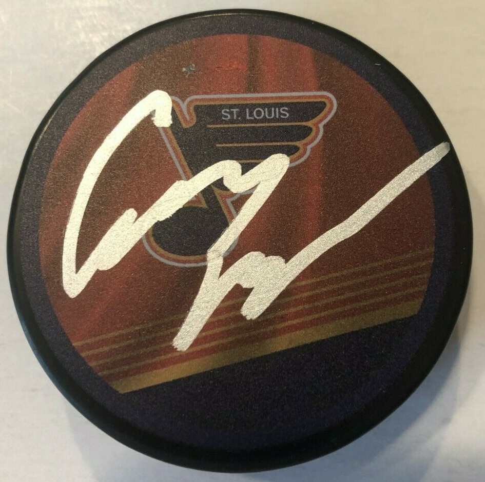 CRAIG BERUBE SIGNED ST LOUIS BLUES REVERSE RETRO HOCKEY PUCK W/ CASE COA