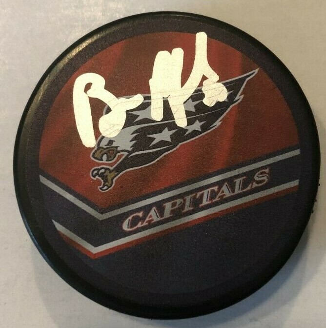 BILL RANFORD SIGNED WASHINGTON CAPITALS RETRO HOCKEY PUCK W/ CASE COA