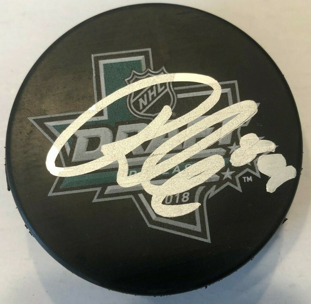 RASMUS KUPARI SIGNED 2018 NHL DRAFT HOCKEY PUCK W/ CASE LOS ANGELES KINGS COA
