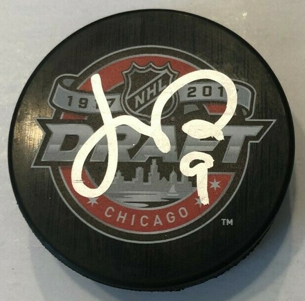 JOSH NORRIS SIGNED 2017 NHL DRAFT HOCKEY PUCK W/ CASE OTTAWA SENATORS SHARKS COA