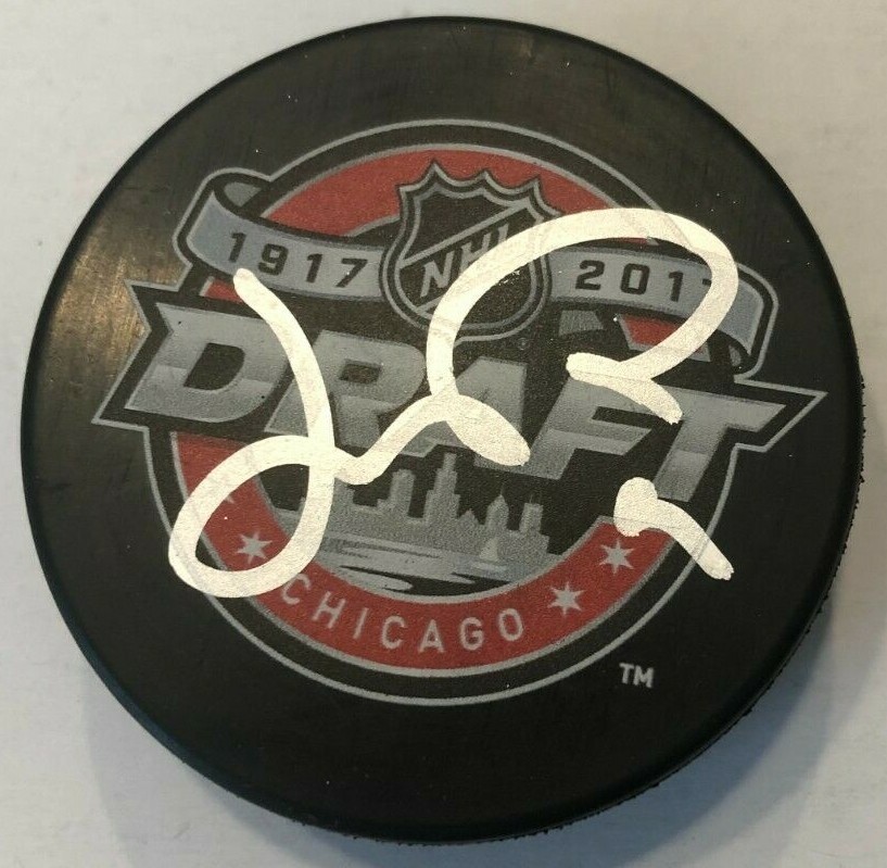 JOSH NORRIS SIGNED 2017 NHL DRAFT HOCKEY PUCK W/ CASE OTTAWA SENATORS SHARKS COA