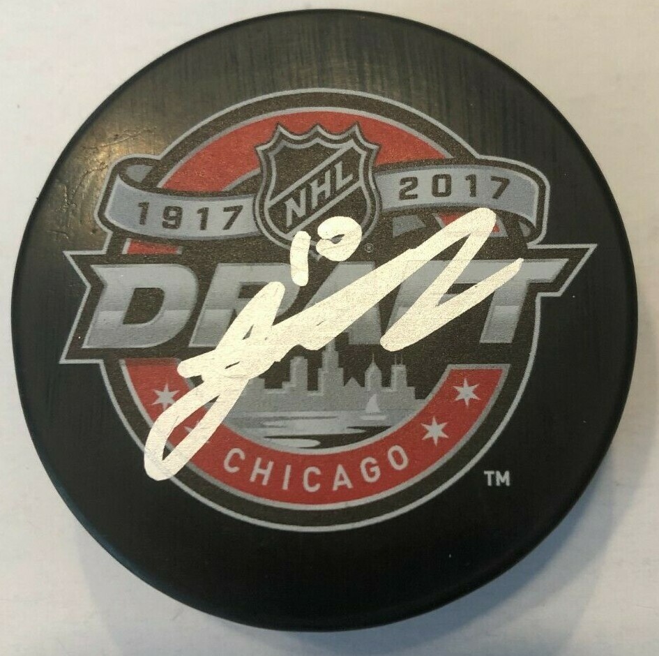 ALEX FORMENTON SIGNED 2017 NHL DRAFT HOCKEY PUCK W/ CASE OTTAWA SENATORS COA