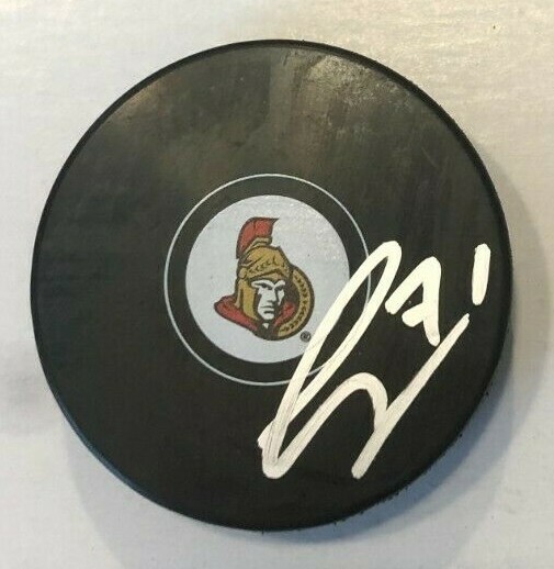 CHRIS TIERNEY SIGNED OTTAWA SENATORS HOCKEY PUCK W/ CASE COA