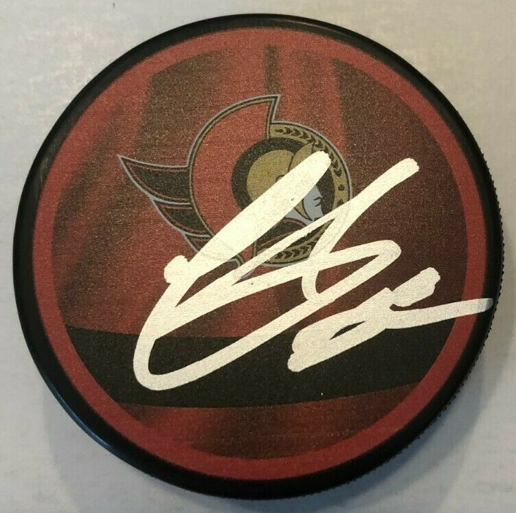 THOMAS CHABOT SIGNED OTTAWA SENATORS HOCKEY PUCK W/ CASE COA