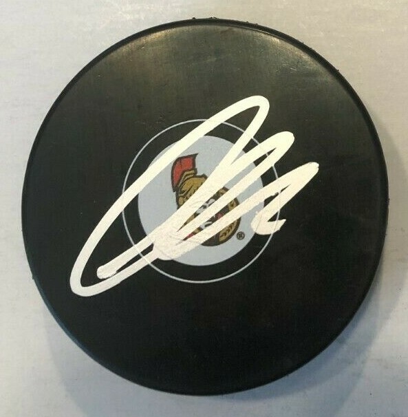 THOMAS CHABOT SIGNED OTTAWA SENATORS HOCKEY PUCK W/ CASE COA