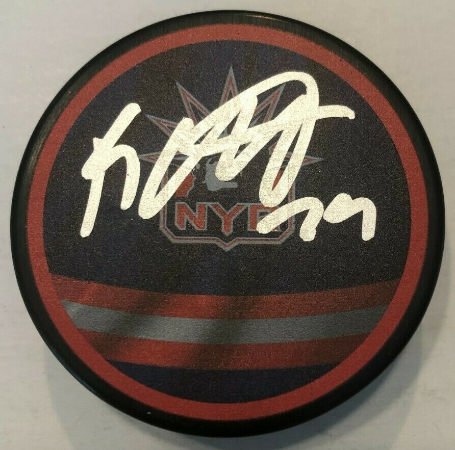 K'ANDRE MILLER SIGNED NEW YORK RANGERS HOCKEY PUCK W/ CASE COA