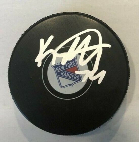 K'ANDRE MILLER SIGNED NEW YORK RANGERS HOCKEY PUCK W/ CASE COA