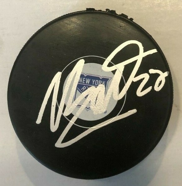 NILS LUNDKVIST SIGNED NEW YORK RANGERS HOCKEY PUCK W/ CASE COA
