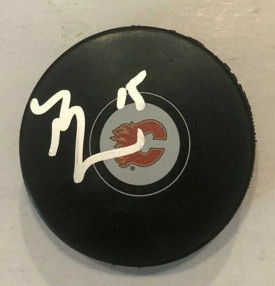 BRAD RICHARDSON SIGNED CALGARY FLAMES HOCKEY PUCK W/ CASE COA