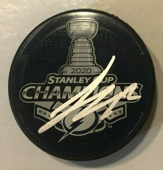 LUKE SCHENN SIGNED TAMPA BAY LIGHTNING 2020 STANLEY CUP HOCKEY PUCK W/ CASE COA