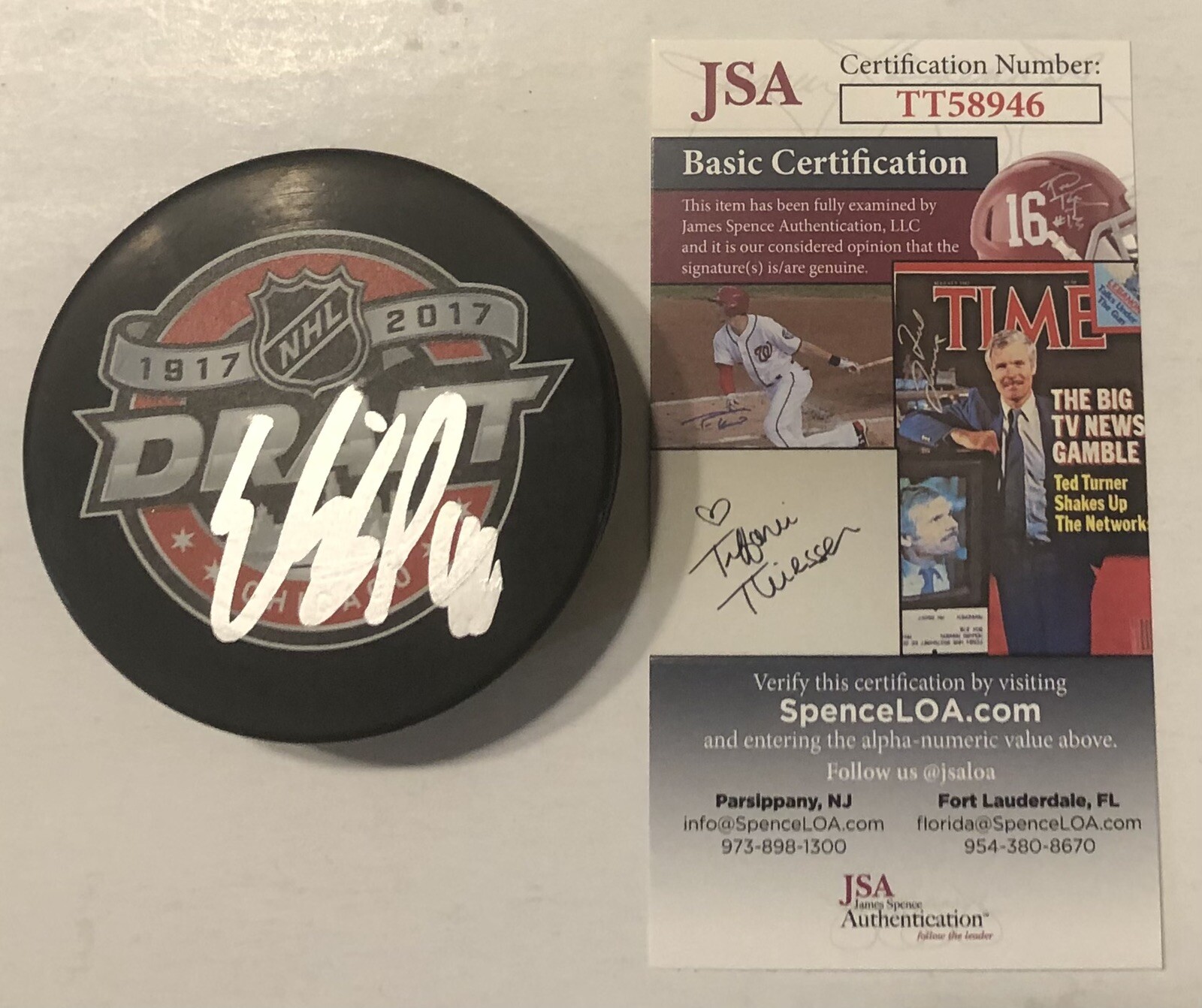 ELIAS PETTERSSON SIGNED 2017 NHL DRAFT HOCKEY PUCK W/ CASE VANCOUVER CANUCKS JSA