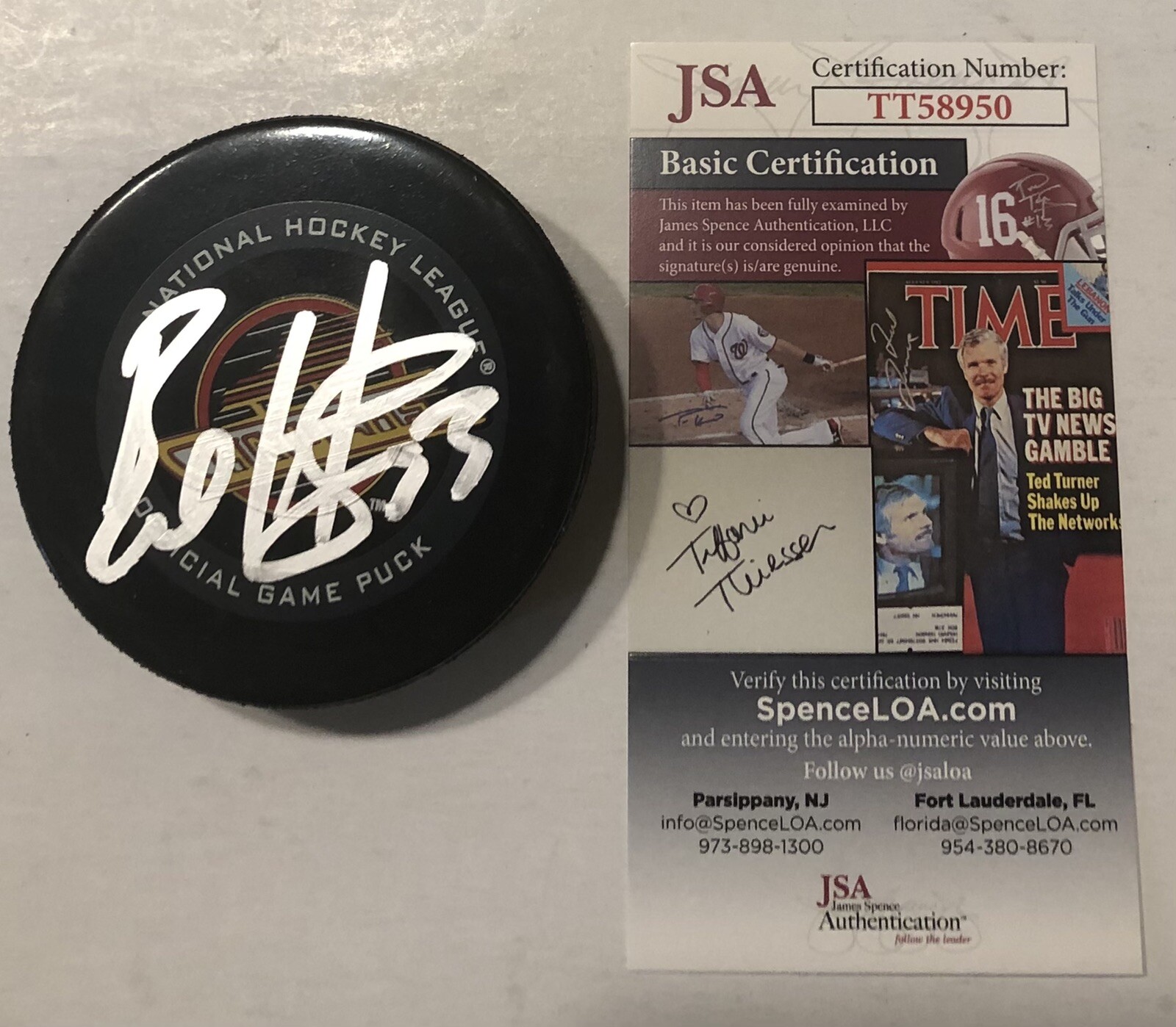 BO HORVAT SIGNED VANCOUVER CANUCKS OFFICIAL GAME HOCKEY PUCK W/ CASE JSA COA