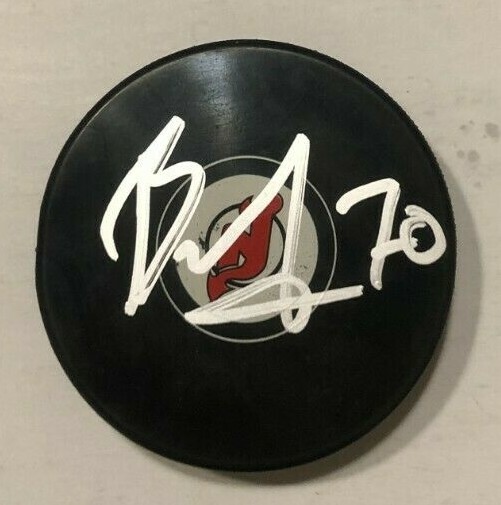 JESPER BOQVIST SIGNED NEW JERSEY DEVILS HOCKEY PUCK W/ CASE COA