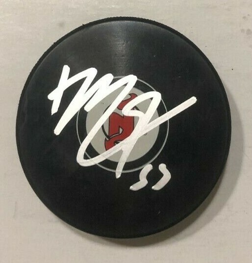 MASON GEERTSEN SIGNED NEW JERSEY DEVILS HOCKEY PUCK W/ CASE COA