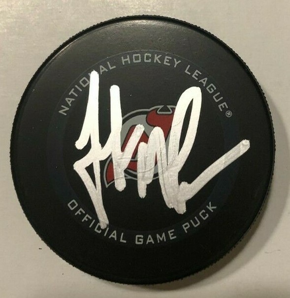 JOHN MACLEAN SIGNED NEW JERSEY DEVILS OFFICIAL GAME HOCKEY PUCK W/ CASE COA