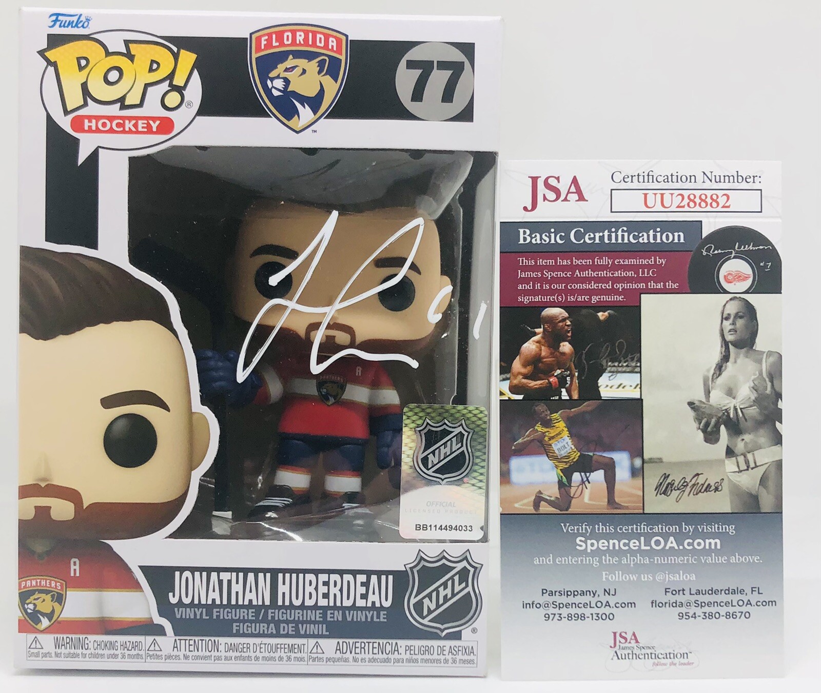 JONATHAN HUBERDEAU SIGNED NHL HOCKEY POP FUNKO FIGURE FLORIDA PANTHERS JSA COA