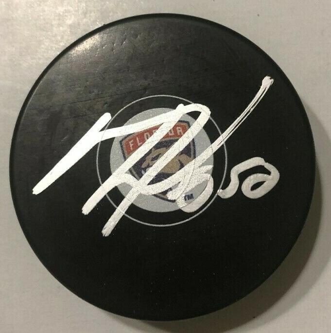 MACKENZIE WEEGAR SIGNED FLORIDA PANTHERS HOCKEY PUCK W/ CASE COA