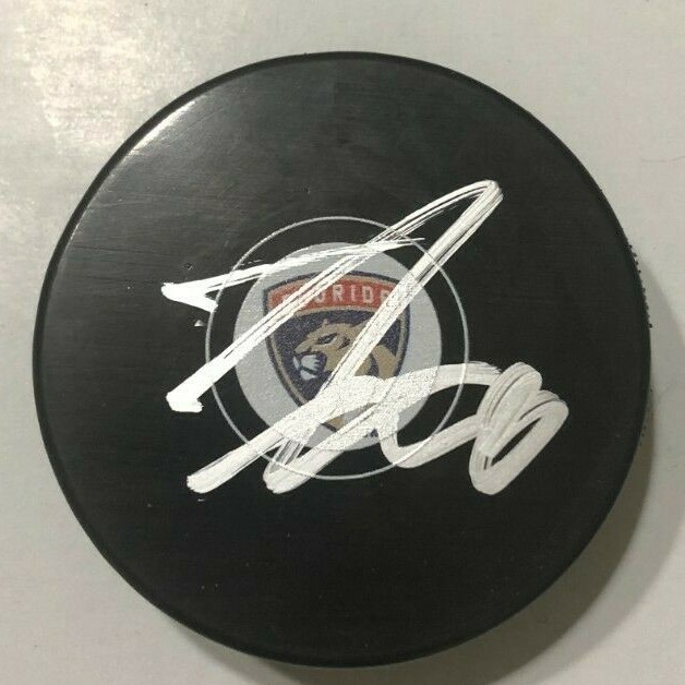 ANTHONY DUCLAIR SIGNED FLORIDA PANTHERS HOCKEY PUCK W/ CASE COA
