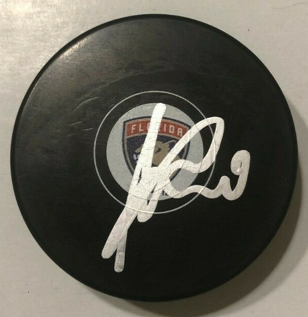 ANTHONY DUCLAIR SIGNED FLORIDA PANTHERS HOCKEY PUCK W/ CASE COA